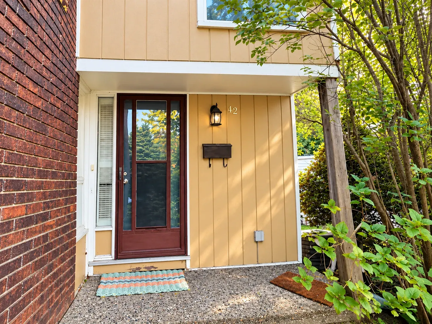 Exterior view of the end-unit townhouse.