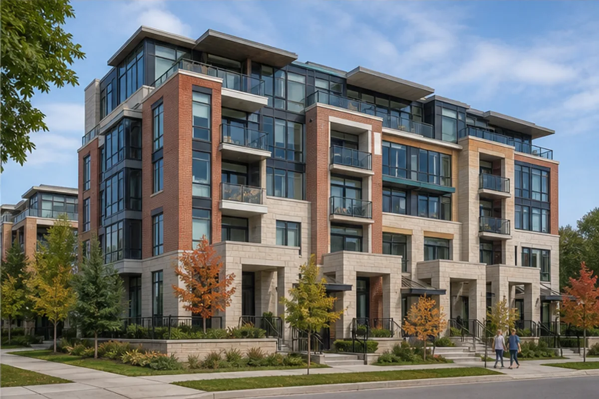Ottawa condominium building with brick and glass detailing