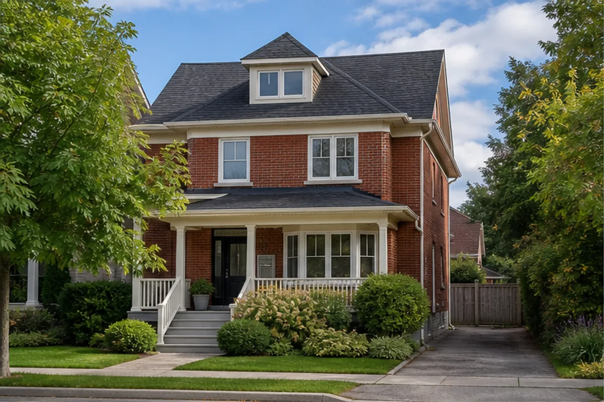 Red-brick Ottawa houses on a tree-lined residential street